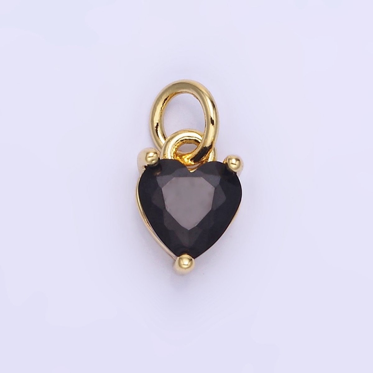 14k Gold Filled 8.7mm CZ Cubic Zirconia Heart Charm in Gold &amp; Silver | W590 - W606