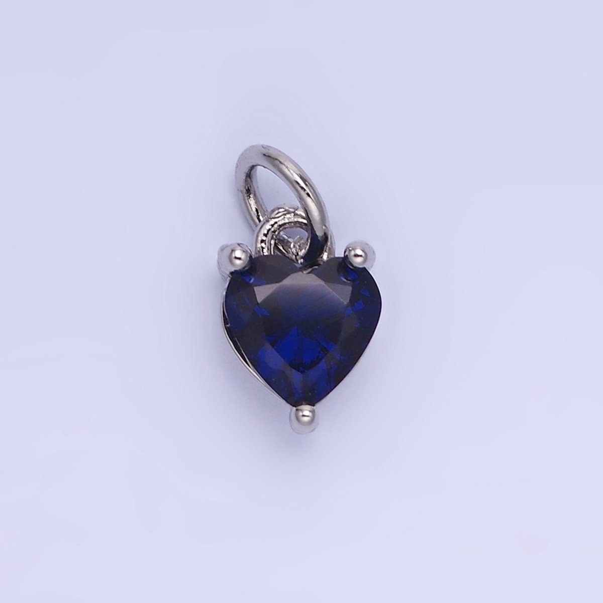 14k Gold Filled 8.7mm CZ Cubic Zirconia Heart Charm in Gold &amp; Silver | W590 - W606
