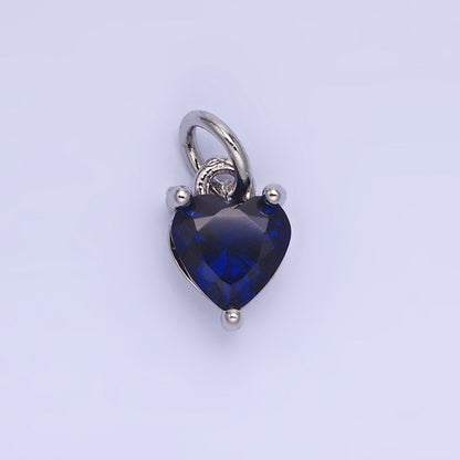 14k Gold Filled 8.7mm CZ Cubic Zirconia Heart Charm in Gold &amp; Silver | W590 - W606