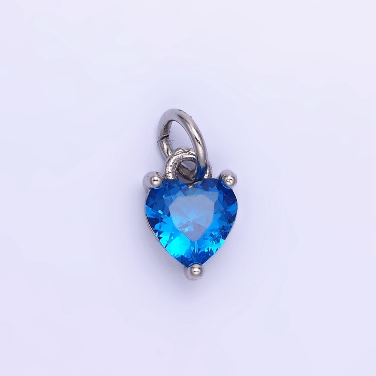 14k Gold Filled 8.7mm CZ Cubic Zirconia Heart Charm in Gold &amp; Silver | W590 - W606