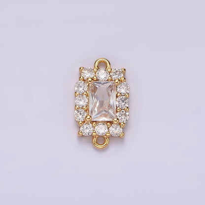 14K Gold Filled 8mm Baguette CZ Micro Paved Birth Month Personalized Connector | G-129 - G-142