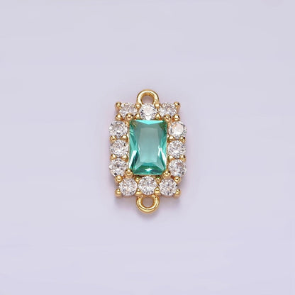 14K Gold Filled 8mm Baguette CZ Micro Paved Birth Month Personalized Connector | G-129 - G-142
