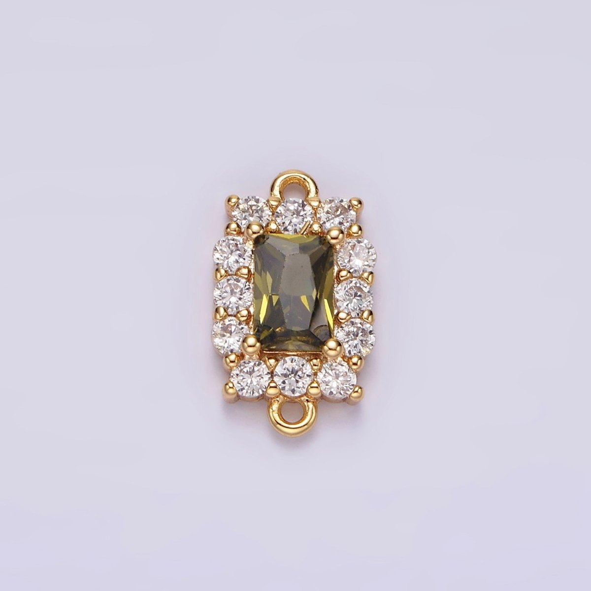 14K Gold Filled 8mm Baguette CZ Micro Paved Birth Month Personalized Connector | G-129 - G-142