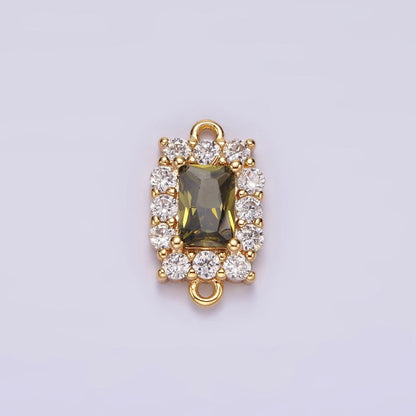 14K Gold Filled 8mm Baguette CZ Micro Paved Birth Month Personalized Connector | G-129 - G-142