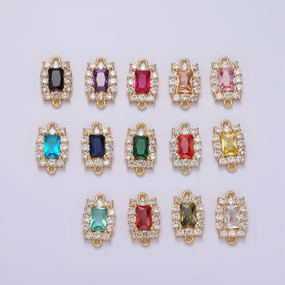 14K Gold Filled 8mm Baguette CZ Micro Paved Birth Month Personalized Connector | G-129 - G-142