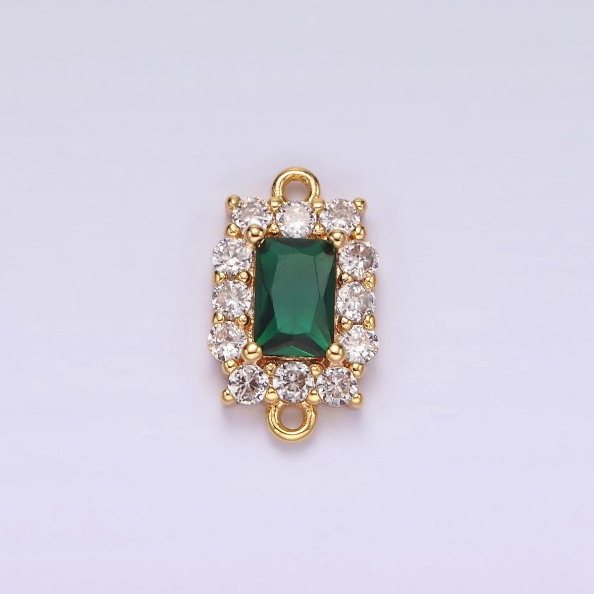 14K Gold Filled 8mm Baguette CZ Micro Paved Birth Month Personalized Connector | G-129 - G-142