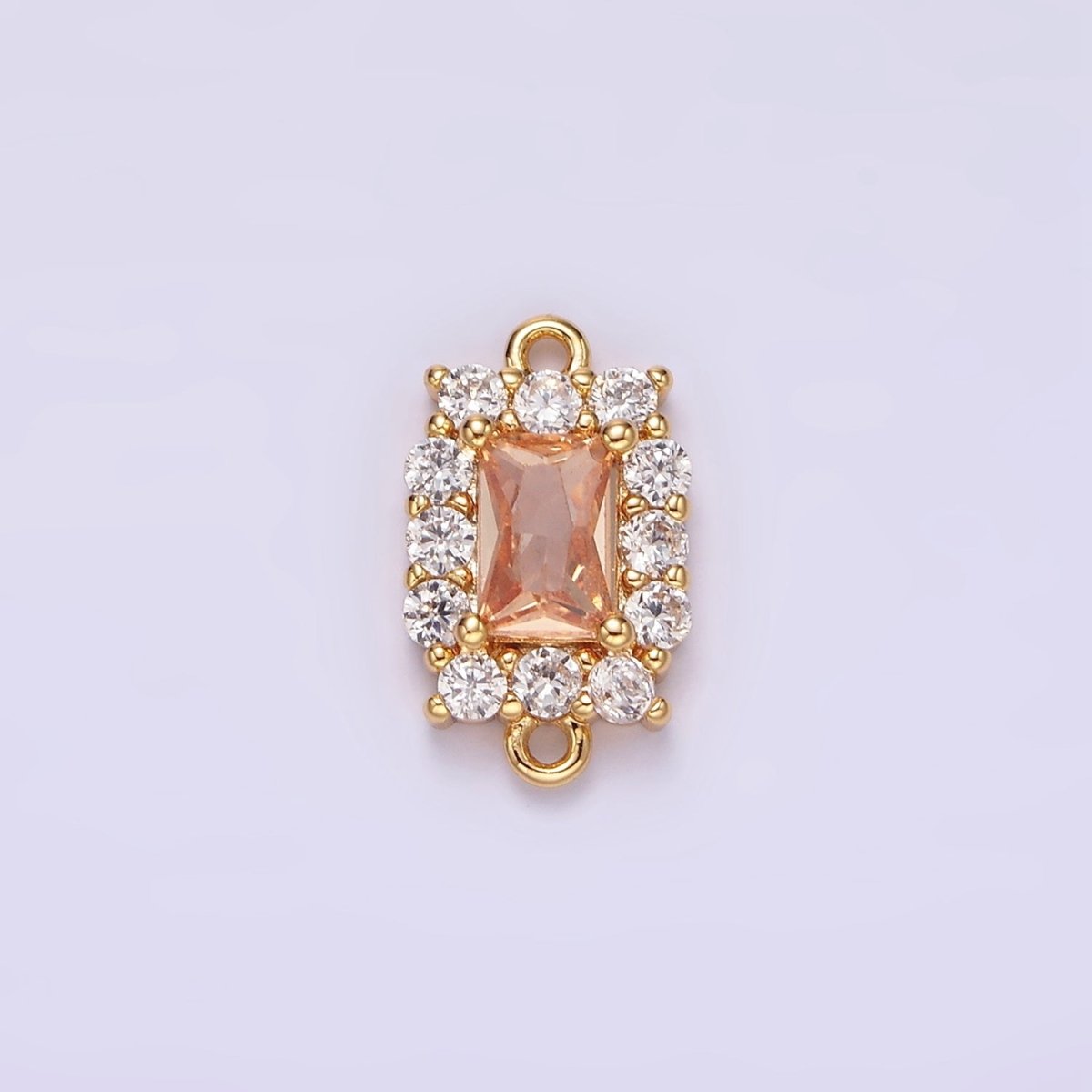14K Gold Filled 8mm Baguette CZ Micro Paved Birth Month Personalized Connector | G-129 - G-142