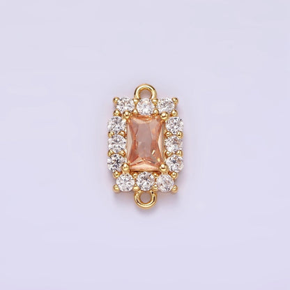 14K Gold Filled 8mm Baguette CZ Micro Paved Birth Month Personalized Connector | G-129 - G-142