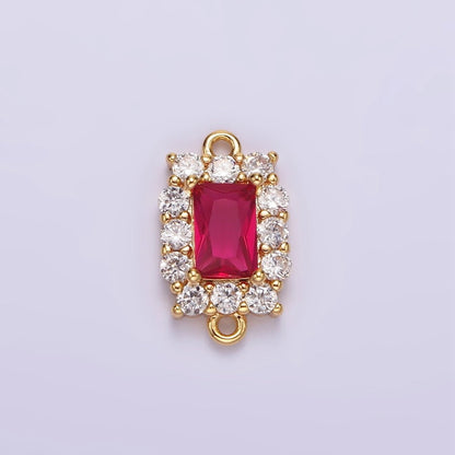 14K Gold Filled 8mm Baguette CZ Micro Paved Birth Month Personalized Connector | G-129 - G-142
