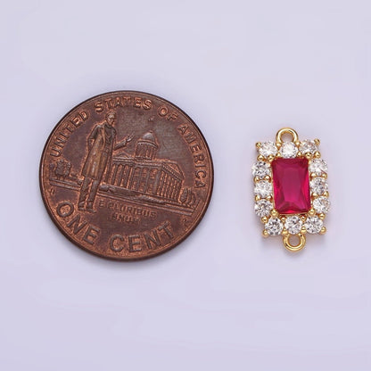 14K Gold Filled 8mm Baguette CZ Micro Paved Birth Month Personalized Connector | G-129 - G-142