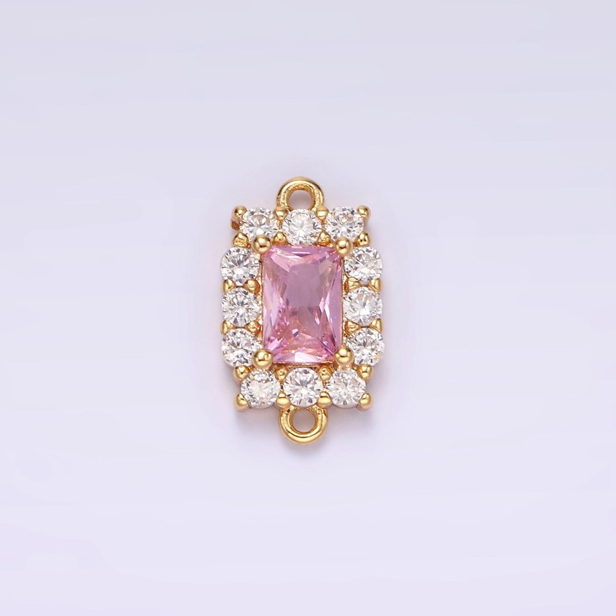 14K Gold Filled 8mm Baguette CZ Micro Paved Birth Month Personalized Connector | G-129 - G-142