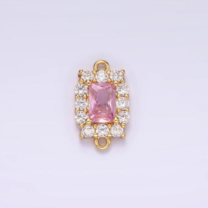 14K Gold Filled 8mm Baguette CZ Micro Paved Birth Month Personalized Connector | G-129 - G-142