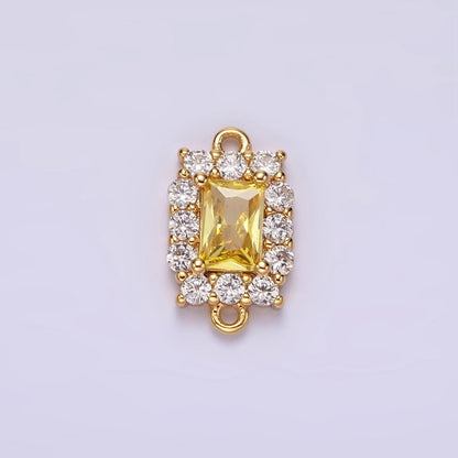 14K Gold Filled 8mm Baguette CZ Micro Paved Birth Month Personalized Connector | G-129 - G-142