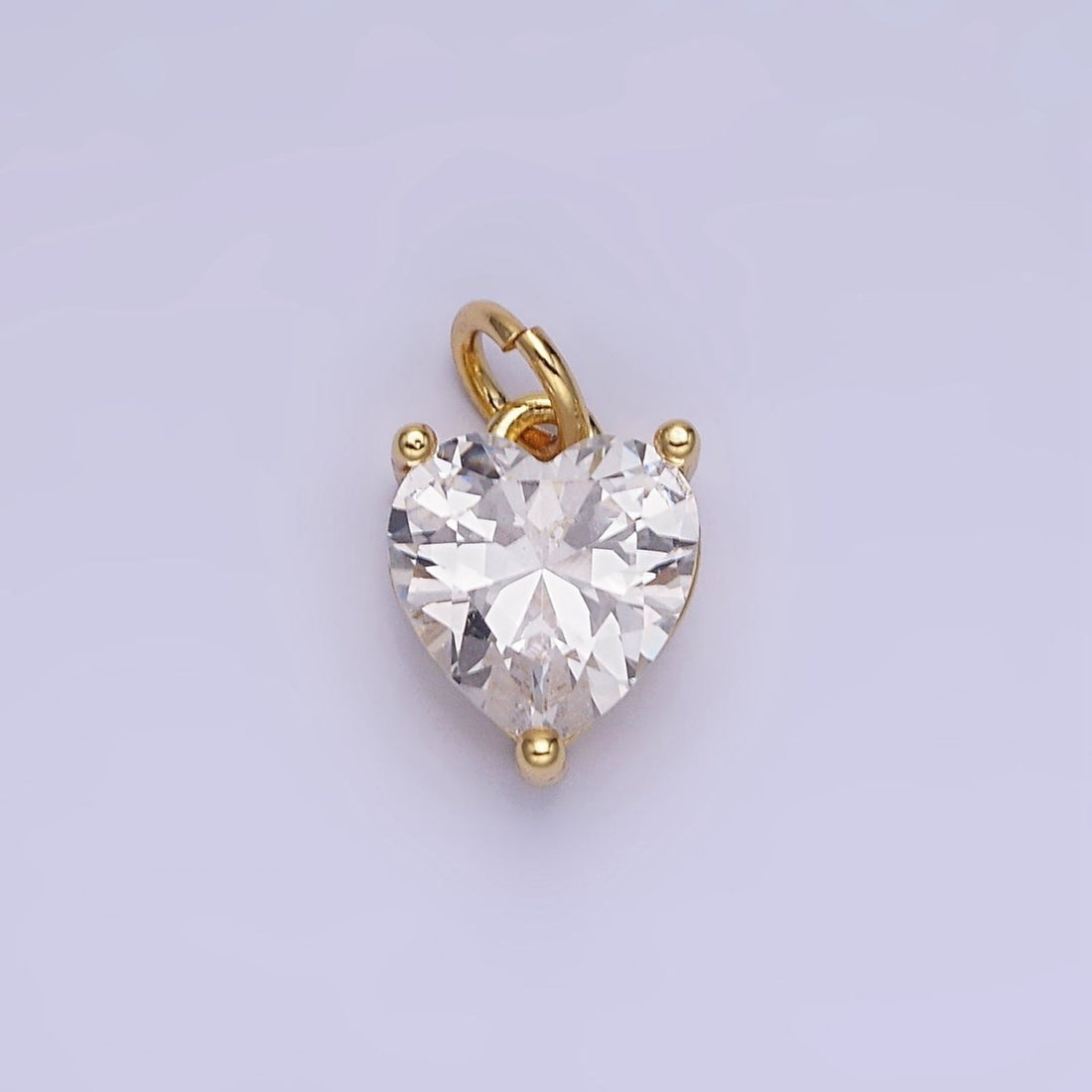 14K Gold Filled 10.3mm CZ Cubic Zirconia Heart Charm in Gold &amp; Silver | W566 - W581
