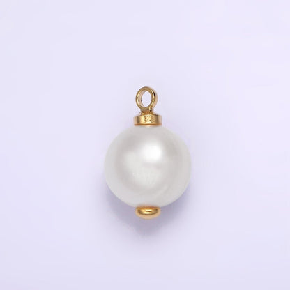 14K Gold Filled 8mm Freshwater Pearl Button Charm &amp; Pendant | P1599 P1610