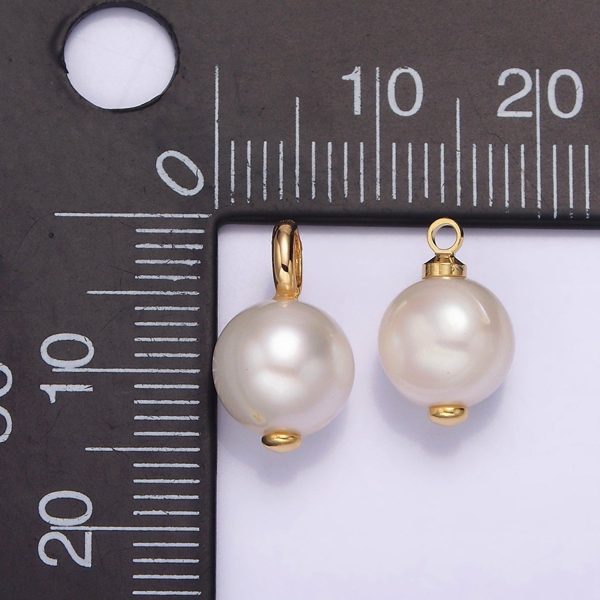 14K Gold Filled 8mm Freshwater Pearl Button Charm &amp; Pendant | P1599 P1610