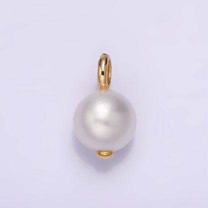 14K Gold Filled 8mm Freshwater Pearl Button Charm &amp; Pendant | P1599 P1610