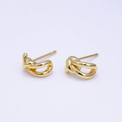 14K Gold Filled 8mm Knot Tied Mini C-Shaped Hoop Earrings | AB1172