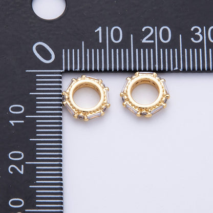 14K Gold Filled 9.8mm Clear CZ Baguette Round Rondelle Spacer Bead | Beads-00002