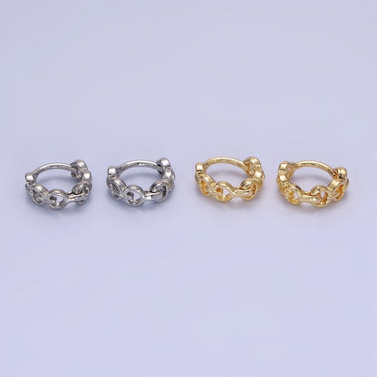 14K Gold Filled 9mm Cable Link Cartilage Huggie Earrings in Gold &amp; Silver | AB1252 AB1253
