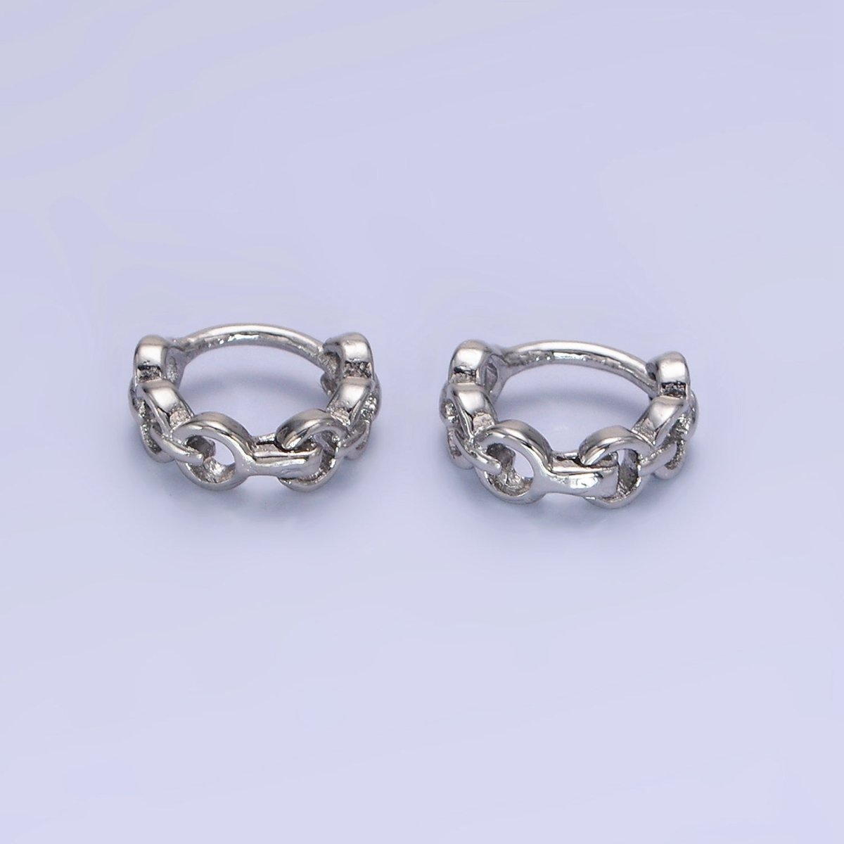 14K Gold Filled 9mm Cable Link Cartilage Huggie Earrings in Gold &amp; Silver | AB1252 AB1253