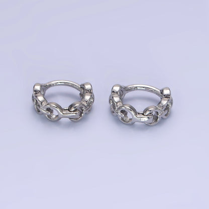 14K Gold Filled 9mm Cable Link Cartilage Huggie Earrings in Gold &amp; Silver | AB1252 AB1253