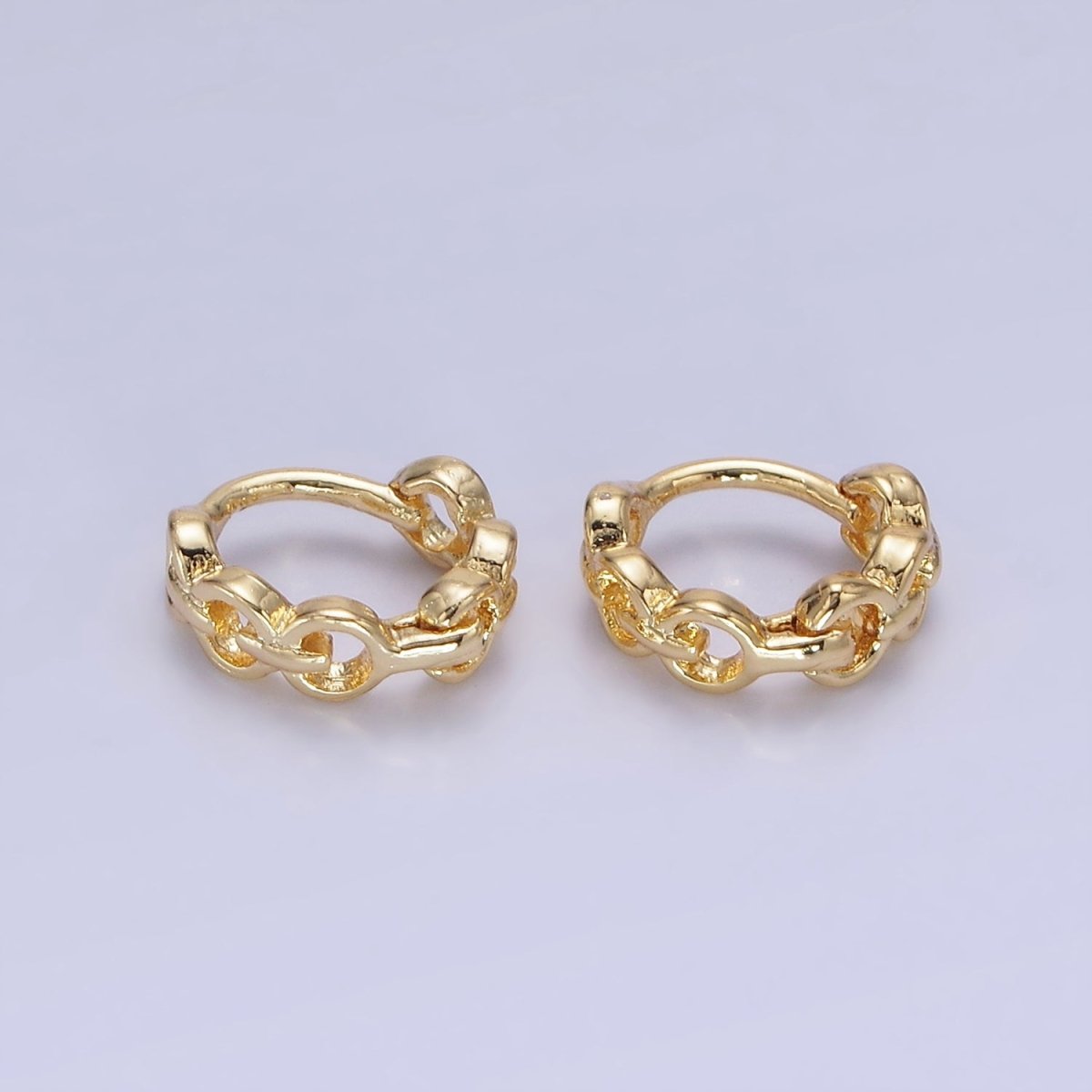 14K Gold Filled 9mm Cable Link Cartilage Huggie Earrings in Gold &amp; Silver | AB1252 AB1253
