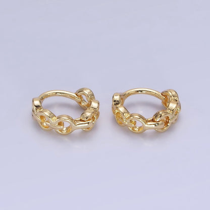 14K Gold Filled 9mm Cable Link Cartilage Huggie Earrings in Gold &amp; Silver | AB1252 AB1253