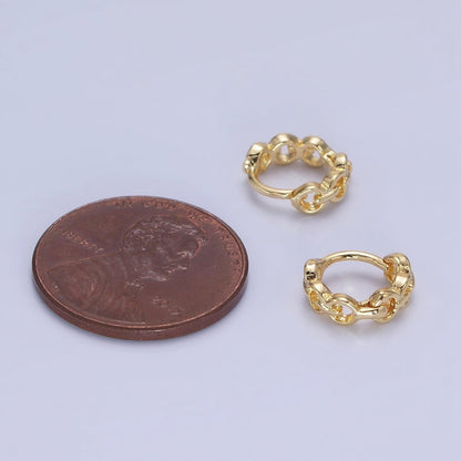 14K Gold Filled 9mm Cable Link Cartilage Huggie Earrings in Gold &amp; Silver | AB1252 AB1253