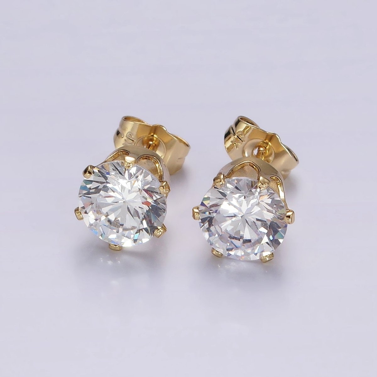 14K Gold Filled 9mm Clear CZ Round Bezel Minimalist Stud Earrings | AB1134