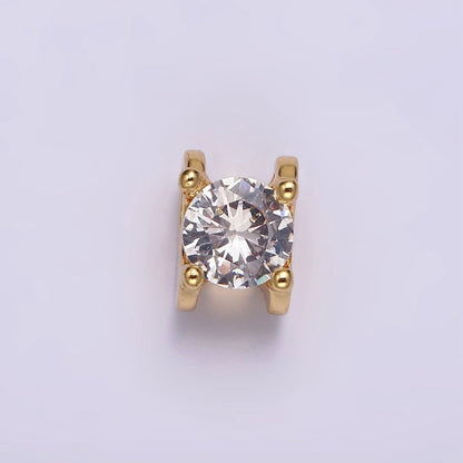 14K Gold Filled 9mm Clear CZ Round Claw Bead | B841