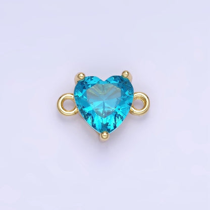 14K Gold Filled 9mm  CZ Cubic Zirconia Heart Connector | G324