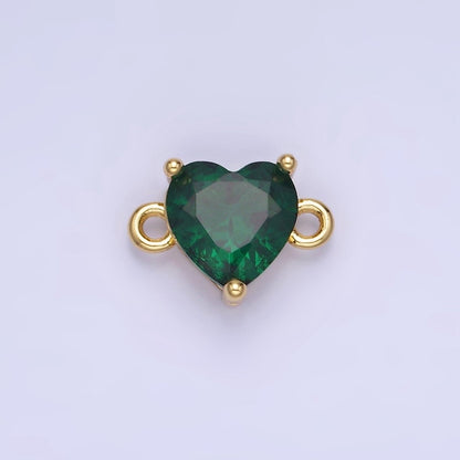 14K Gold Filled 9mm  CZ Cubic Zirconia Heart Connector | G324