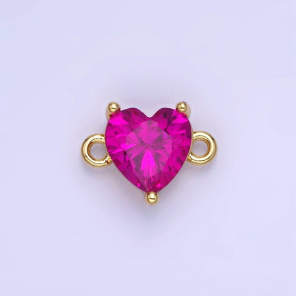 14K Gold Filled 9mm  CZ Cubic Zirconia Heart Connector | G324