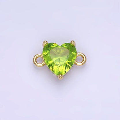 14K Gold Filled 9mm  CZ Cubic Zirconia Heart Connector | G324