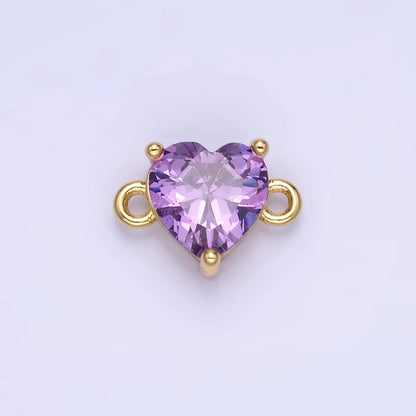 14K Gold Filled 9mm  CZ Cubic Zirconia Heart Connector | G324