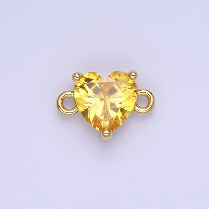 14K Gold Filled 9mm  CZ Cubic Zirconia Heart Connector | G324