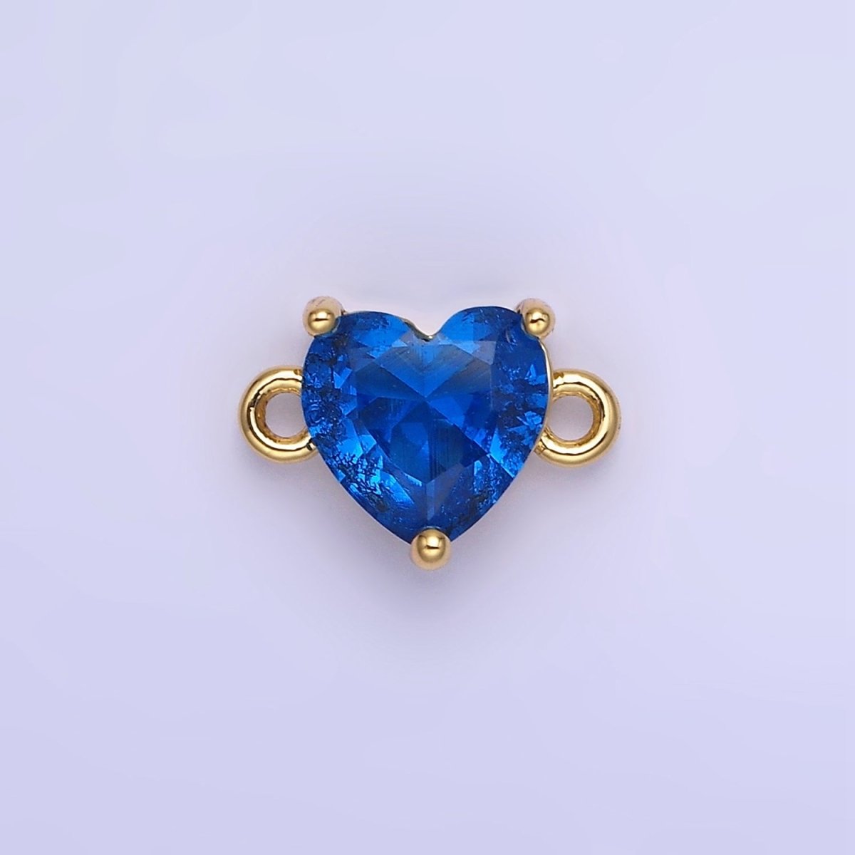 14K Gold Filled 9mm  CZ Cubic Zirconia Heart Connector | G324