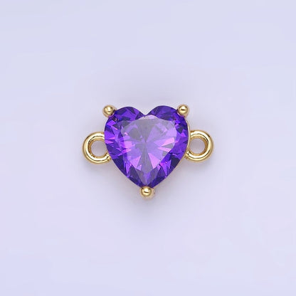 14K Gold Filled 9mm  CZ Cubic Zirconia Heart Connector | G324
