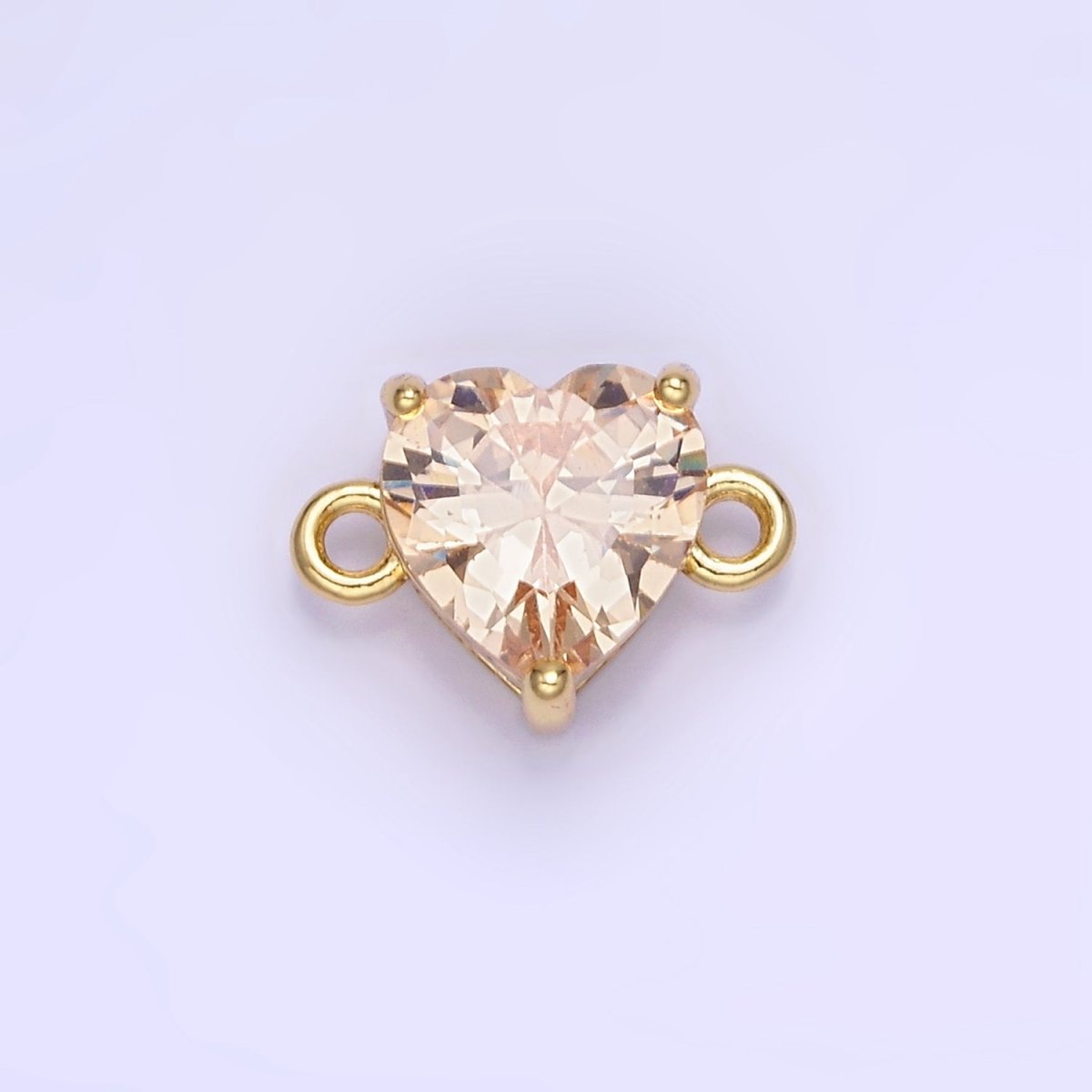14K Gold Filled 9mm  CZ Cubic Zirconia Heart Connector | G324