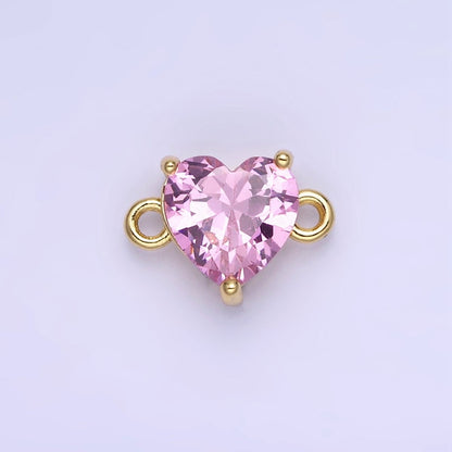 14K Gold Filled 9mm  CZ Cubic Zirconia Heart Connector | G324