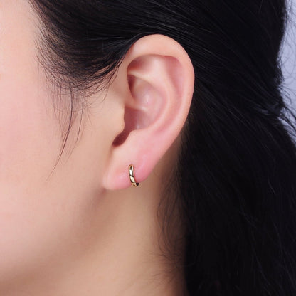 14K Gold Filled 9mm Mini Flat Cartilage Huggie Earrings | AE808