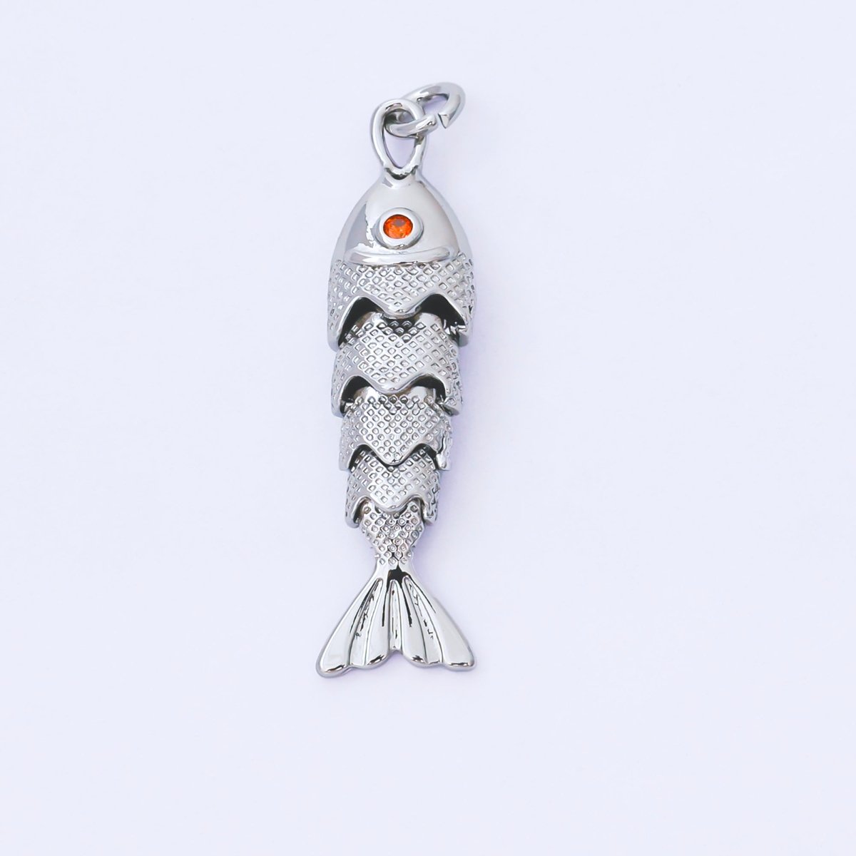 14K Gold Filled 9mm Orange CZ Multidimensional Textured Fish Sea Animal Charm | AF1525 AF1526