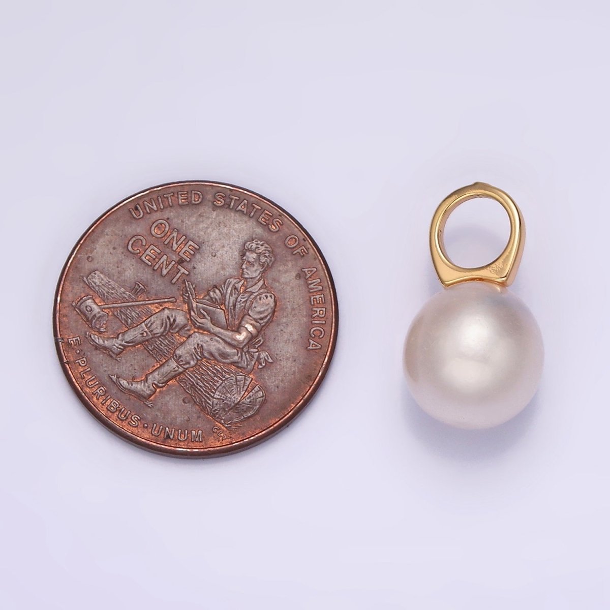 14K Gold Filled 9mm Round Sphere Ball White Freshwater Pearl Drop Personalized Earring Pendant | P1605 P1606