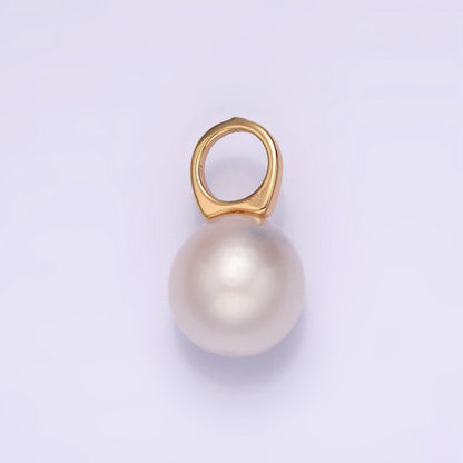 14K Gold Filled 9mm Round Sphere Ball White Freshwater Pearl Drop Personalized Earring Pendant | P1605 P1606