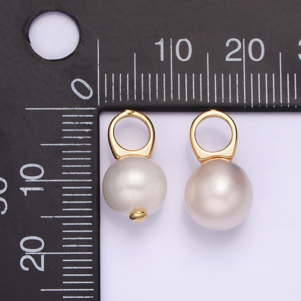 14K Gold Filled 9mm Round Sphere Ball White Freshwater Pearl Drop Personalized Earring Pendant | P1605 P1606