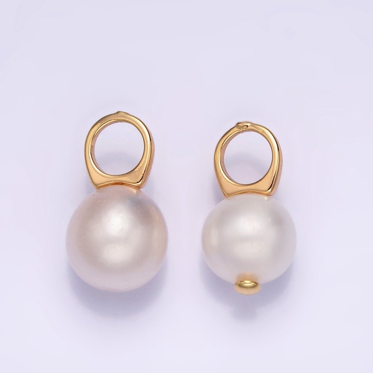14K Gold Filled 9mm Round Sphere Ball White Freshwater Pearl Drop Personalized Earring Pendant | P1605 P1606