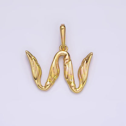 14K Gold Filled A-Z Initial Letter Angel Wings Inspired Charm Personalized Alphabet Pendant | A-976-A-988