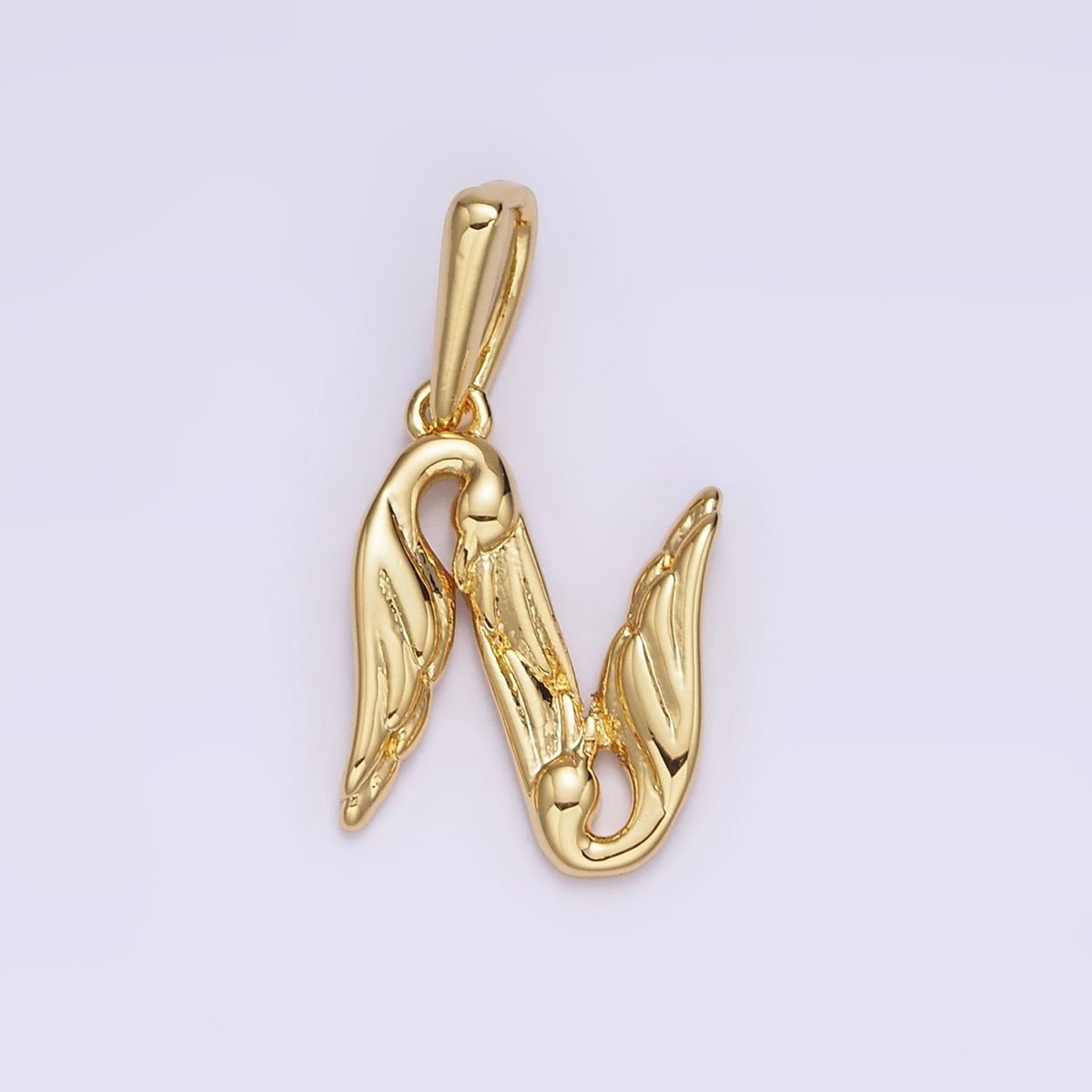 14K Gold Filled A-Z Initial Letter Angel Wings Inspired Charm Personalized Alphabet Pendant | A-976-A-988
