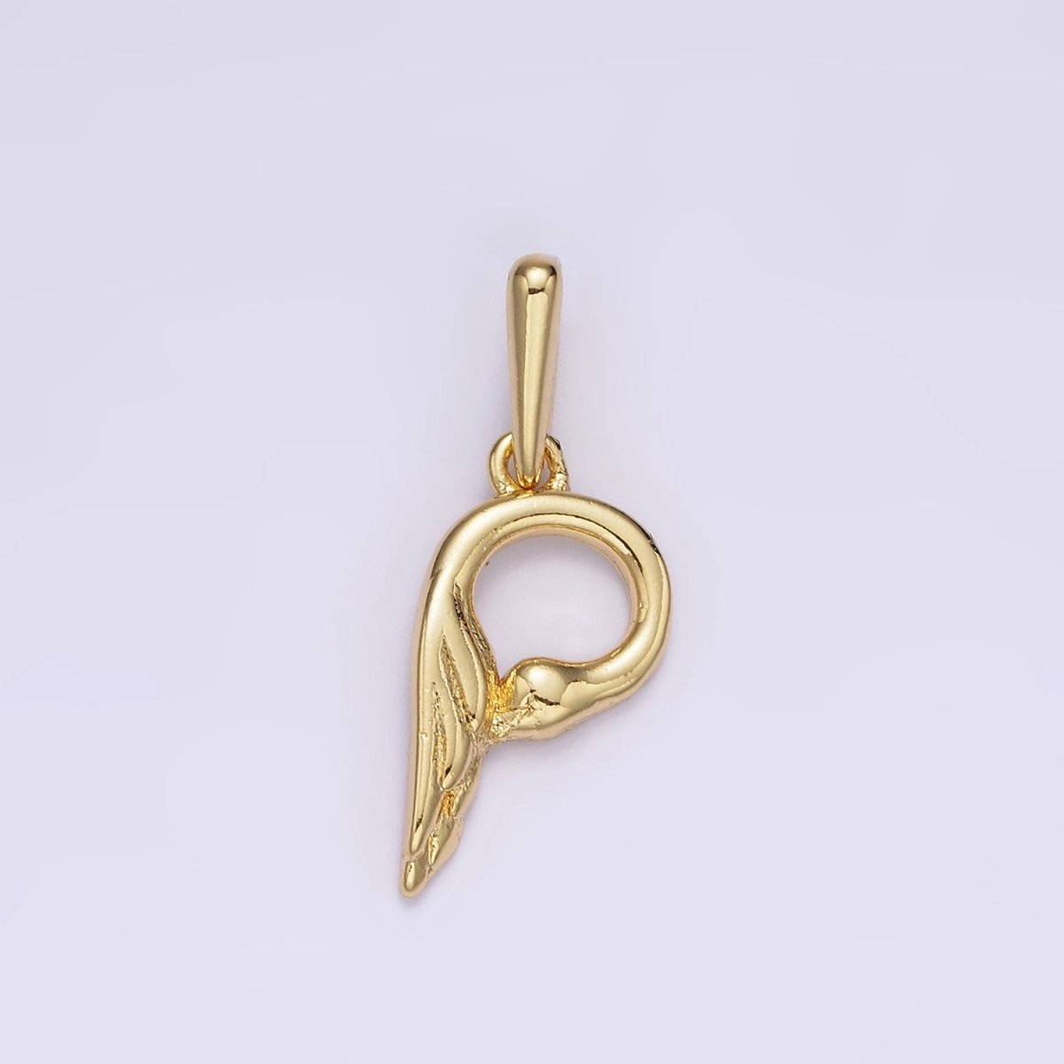 14K Gold Filled A-Z Initial Letter Angel Wings Inspired Charm Personalized Alphabet Pendant | A-976-A-988